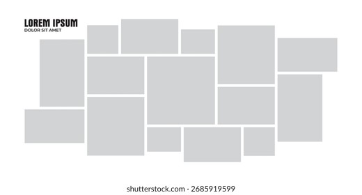 modelo de parede de foto abstrata de layout de grade de página e foto digital

