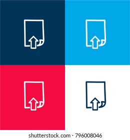 Up page hand drawn interface symbol four color material and minimal icon logo set in red and blue