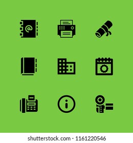page icon. 9 page set with paper, fax, seo and web and address book vector icons for web and mobile app