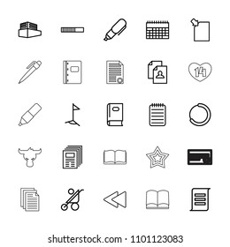 Page icon. collection of 25 page outline icons such as baby stroller, book, resume, calendar, newspaper, notebook, play back, document. editable page icons for web and mobile.