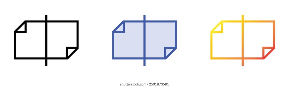 icono de página. Lineal, relleno azul y diseño de estilo degradado aislado sobre fondo blanco
