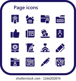  page icon set. 16 filled page icons. Simple modern icons about  - Agreement, House, Folder, Like, Newspaper, Calendar, Phone book, Event, Paper, Home, Pen, Browser