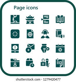  page icon set. 16 filled page icons. Simple modern icons about  - Printer, House, Page, Book, Loading, File, Reporter, Event, Add, Pen, Calendar, Folder, Wait time, Press, Curriculum vitae