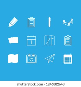 page icon set about notepad, pen, paper fly and newspaper vector set