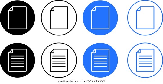 page icon set. Contains such icons as Document. Paper documents sign 