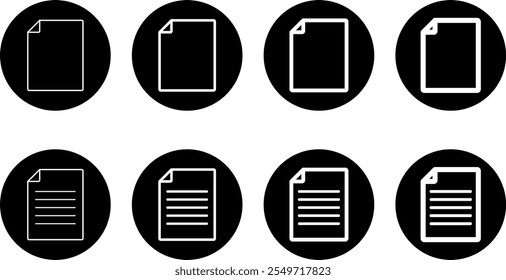 page icon set. Contains such icons as Document. Paper documents sign 
