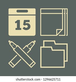 page icon set with folder, pens and notebook vector illustration