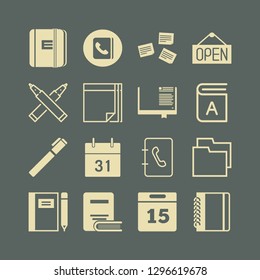 page icon set with open, notebook and folder vector illustration