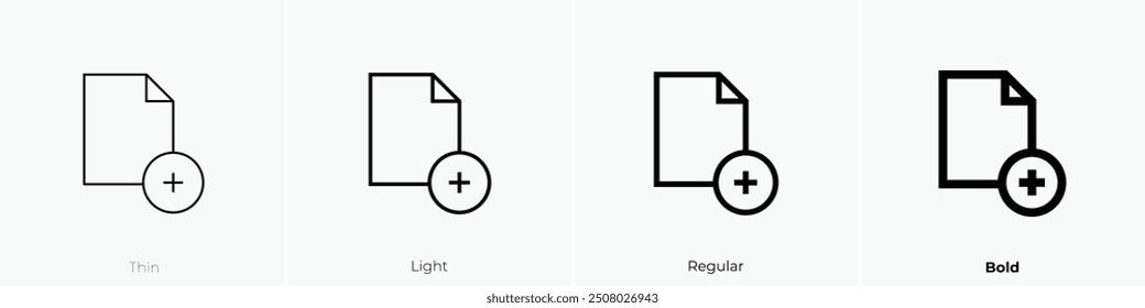 page icon. Thin, Light Regular And Bold style design isolated on white background