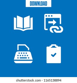 page icon. This set with book, browser, clipboard and typewriter vector icons for mobile and web