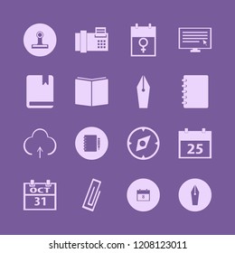 page icon. page vector icons set upload, paper clip, notebook pencil and halloween date on calendar