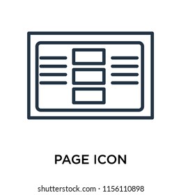 Page icon vector isolated on white background, Page transparent sign , thin symbol or stroke element design in outline style