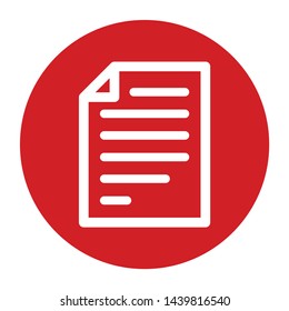 Page icon vector isolated on flat red round button illustration