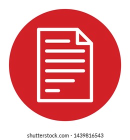 Page icon vector isolated on flat red round button illustration