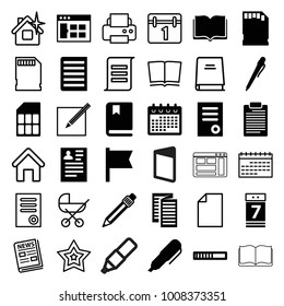 Page icons. set of 36 editable filled and outline page icons such as document, resume, calendar, browser window, pen, flag, loading, calendar 7 date, paper and pen