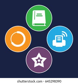 Page icons set. set of 4 page filled icons such as star, book, printer