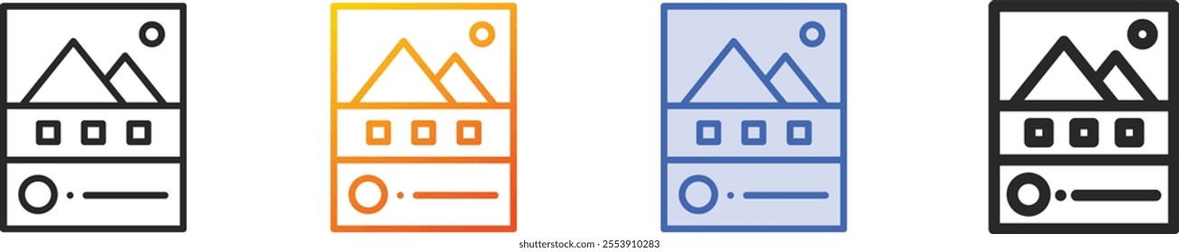 page icon.Thin Linear, Gradient, Blue Stroke and bold Style Design Isolated On White Background