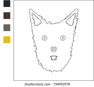 Page for a kids coloring book with a werewolf, with given colors for filling in the blacks with a paint  brush or pencil. 