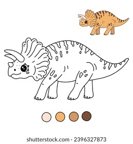 Сoloring page for kids. Cute triceratops dinosaur. Ready to print vector illustration.