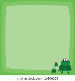 Page layout with cartoon illustration of frog family