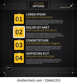 Page layout with four techno options.