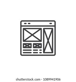 Page layout outline icon. linear style sign for mobile concept and web design. Browser window simple line vector icon. Symbol, logo illustration. Pixel perfect vector graphics
