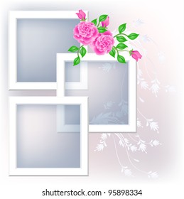 Page layout photo album with roses
