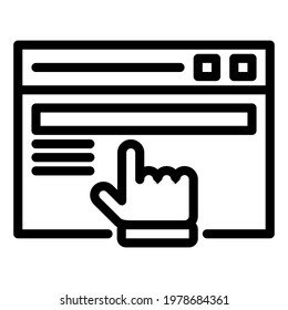 page layout with pointing finger icon for website, website icon, presentation, computer icon, advertisement, application icon, and clipart.