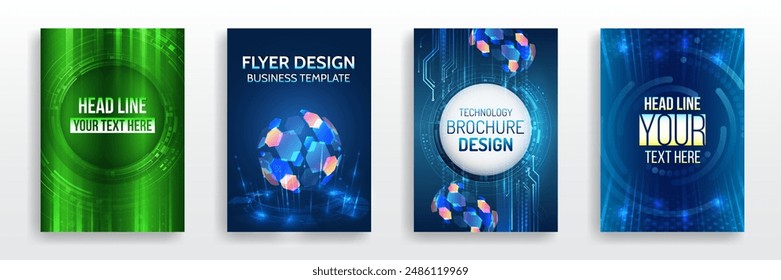 Diseño de página establecido para ciencia ficción. Conjunto de cubiertas de alta tecnología para la comercialización. Diseño de tecnología moderna para carteles. Fondo futurista para volante, folleto. Plantilla científica de la cubierta para la presentación, Anuncio.