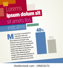 Page Layout template with Bar Graph for graphic design 