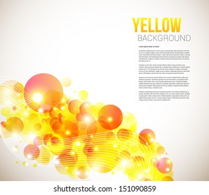 Page layout for your presentation in bright, warm colors. Geometric background with circles. Vector image. 