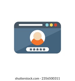 Page log password icon flat vector. Web account. Internet screen isolated