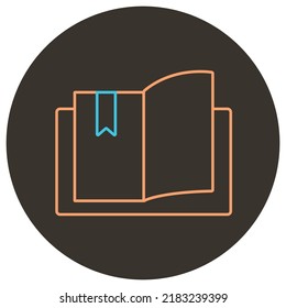 Page memory bow two color icon outline on dark brown round background.