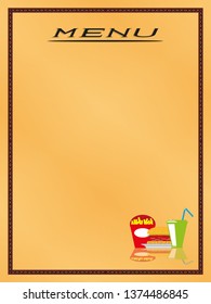 Page menu in the restaurant. Vector illustration.