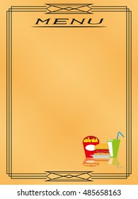 Page menu in the restaurant. Vector illustration.