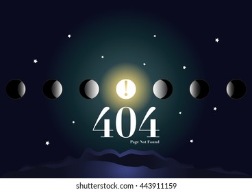 Page not found 404, background, space, moon, night,vector.