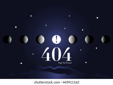 Page not found 404, background, space, moon, night,vector.