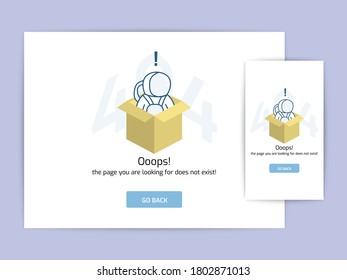 Seite wurde nicht gefunden 404 Design Concept Template. Fehlerseite flachen Linie Vektor. Link zu einer nicht existierenden Seite. Astronaut in Kastengrafik