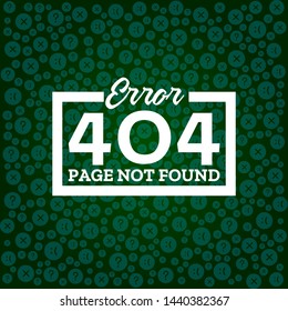 page not found, 404 error, vector design with icons on green background