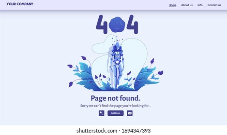Page not found 404 error message for website vector illustration. Warning alert, network connection problem, internet search failure. Set of modern designs for website error landing page