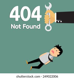 Page not found 404 Error, businessman fail concept vector cartoon.