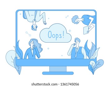 Page not found. Computer network 404 error warning page lost oops mistake message not found problem 404 website vector line design