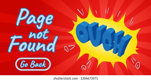 Page not found concept banner. Isometric banner of page not found comics vector concept for web, giftcard and postcard