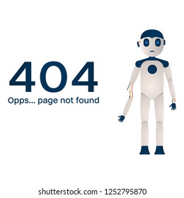 Page Not Found Error 404. Broken robot for your website projects. vector illustration on a white background.