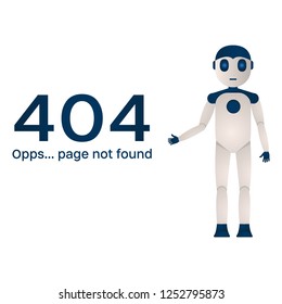 Page Not Found Error 404. The robot shows an error vector illustration on a white background.