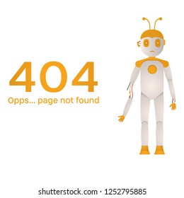 Page Not Found Error 404. Broken robot for your website projects. vector illustration on a white background.