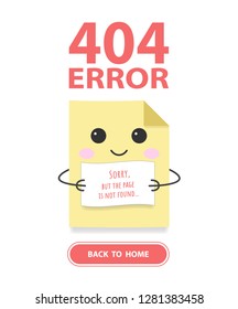 Page not found Error 404. Cartoon page say Sorry. Vector ilustration
