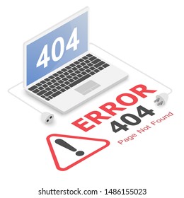 Page not found. Error 404. Isometric vector illustration.
