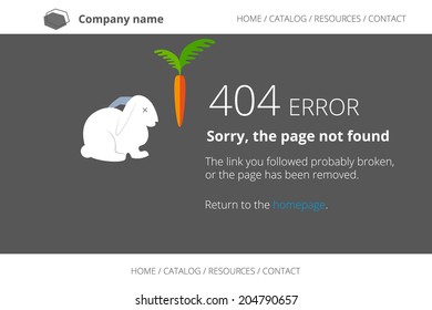 Page not found Error 404 with dead rabbit