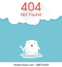 Page not found Error 404. Polar Bear Concept